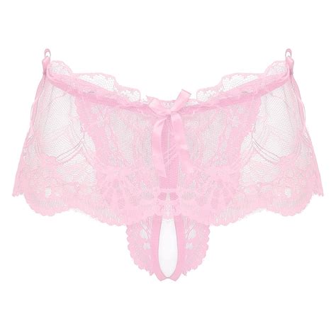 Buy Men S Lace Sissy Panties Hollow Out Bikini Briefs Thong See Through Mesh Sheer Strappy