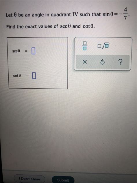 Solved Let O Be An Angle In Quadrant Iv Such That Sin Chegg