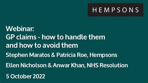 Hempsons Webinar Gp Claims How To Handle Them And How To Avoid Them