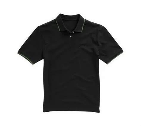 Half Sleeve Plain Men Black Collar T Shirt Casual Wear Size Small At