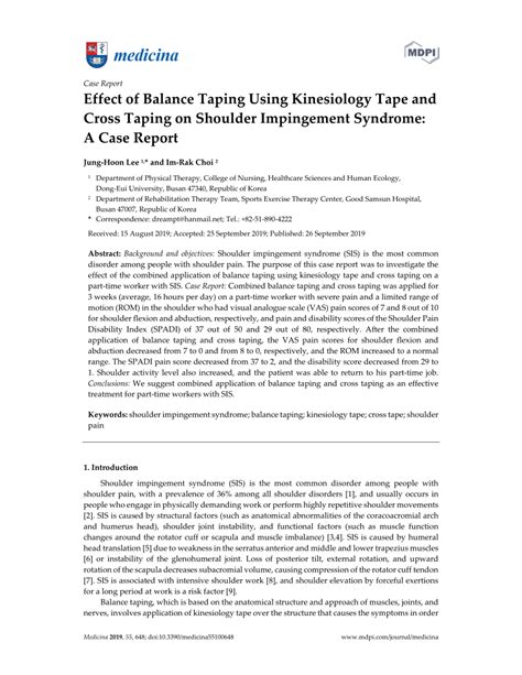 Pdf Effect Of Balance Taping Using Kinesiology Tape And Cross Taping