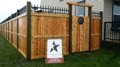 Fortress Style Cedar Fence With 4x6 Pressure Treated Posts With Black