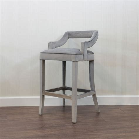 Tiffany Grey Velvet Bar Stool TOV