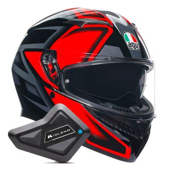 Pack Casco Moto Kit Bluetooth Agv K Multi Compound Black Red Kit