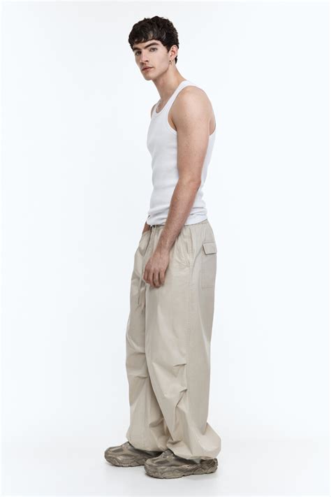 Брюки-парашюты хлопковые с утяжками 2423108006, цвет: бежевый (62) по ...