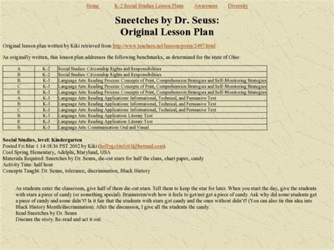 Sneetches by Dr. Seuss Lesson Plan for 3rd - 8th Grade | Lesson Planet