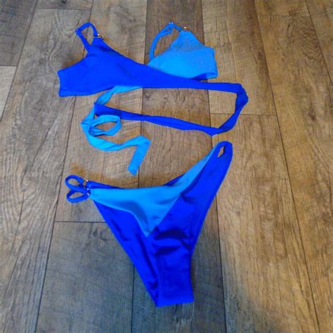 Size Large Shein Bikini Set In Contrasting Blues Depop