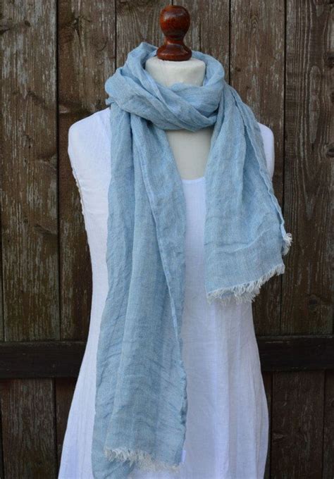 Blue Linen Scarf Linen Shawl Summer Spring Scarf Soft Linen Etsy