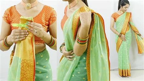 Tissue Silk Saree Draping Perfectly To Look Slim And Tall Sari Draping