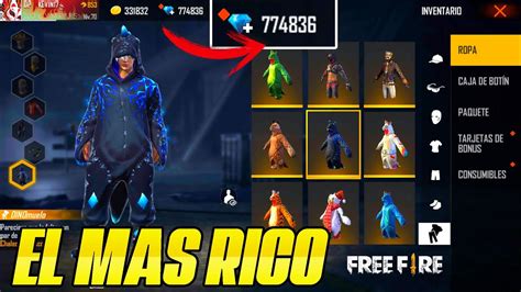 ASI ES LA CUENTA DEL MAS RICO DE TODO FREE FIRE 774K DE DIAMANTES LA