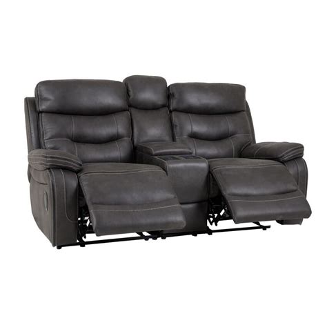 Endurance Grey Deacon Fabric 2 Seater Power Recliner Sofa With Console By Scs