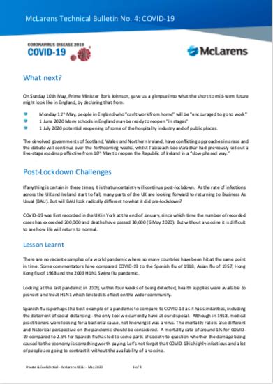 Mclarens Uk Technical Bulletin No Covid Post Lockdown