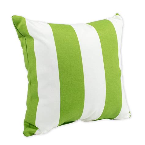 Cabana Cirtrus Lime Green And White Stripe 16 X 16 Indoor Outdoor Throw Pillow