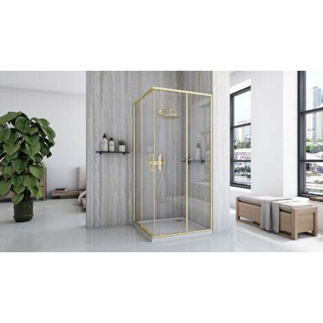 CABINE DE DOUCHE REA CITY 90X90 GOLD BRUSH RECEVEUR SAVOY NOIR 90X90