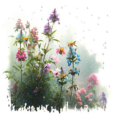 Premium Photo Colorful Flower Garden In The Rain