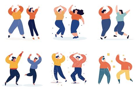 Premium Vector Group Diverse People Dancing Happy Cartoon Characters