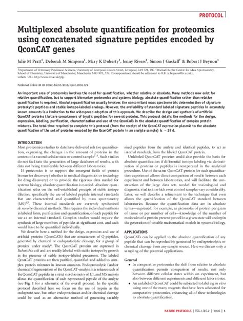 Pdf Multiplexed Absolute Quantification For Proteomics Using