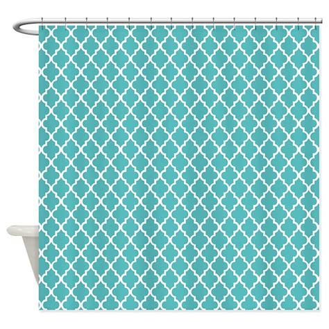 Aqua Blue Quatrefoil Pattern Shower Curtain By Mcornwallshop