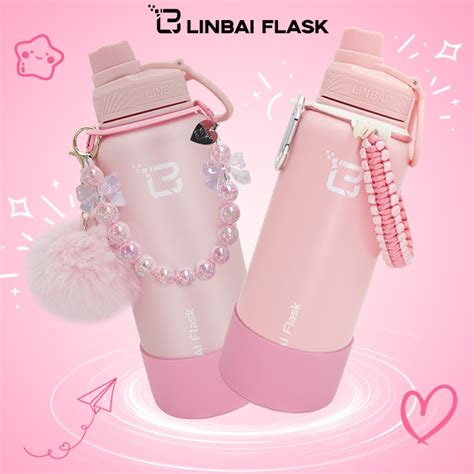 Linbai Flask Oz Pink Water Bottle Hot And Cold Vacuum Insulated