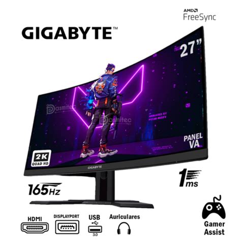 Monitor Gamer Gigabyte G Qc Curvo Quad Hd Hz Ms Hdmi Dasmitec Pe