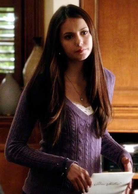 Elena Gilbert Purple Knit Sweater Damon Salvatore Nina Dobrev Paul