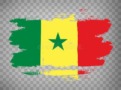 Flag Of Senegal Brush Stroke Background Flag Republic Of Senegal On