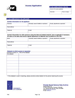 Fillable Online Fsd Uta Access Application Yhteiskuntatieteellinen
