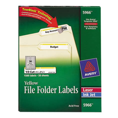 Avery Trueblock X Yellow File Folder Labels Box