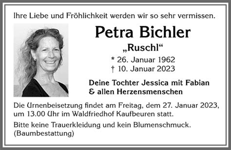 Traueranzeigen Von Petra Bichler Allg Uer Zeitung