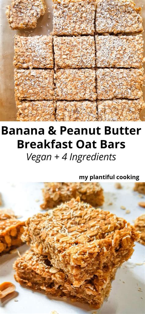 Banana And Peanut Butter Breakfast Bars With Text Overlay That Reads