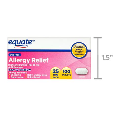 Equate Allergy Relief Tablets With Diphenhydramine Hcl 44 Off