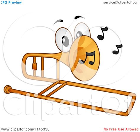 Cartoon of a Trombone Mascot with Music Notes - Royalty Free Vector ...