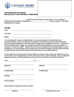 Fillable Online Extcontent Covenanthealth Iii Authorization Form Doc