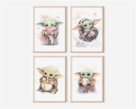 Gentle Nursery Baby Yoda Posters Digital Prints Star Wars Wall Art