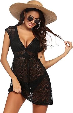 Hotouch Women S Swimsuit Beach Cover Up Lace Bikini Beachwear Sheer