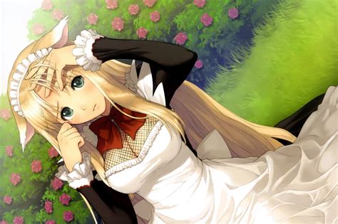 Blonde Haired Female Anime Character Wearing Maid Costume HD Wallpaper