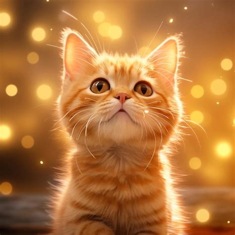 Lindo Gato Naranja Con Fondo Brillante Foto Premium