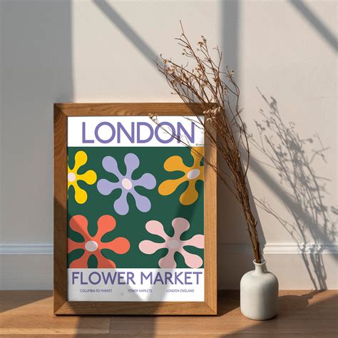 London Flower Market Poster L Printable Wall Art Flower Market Print L