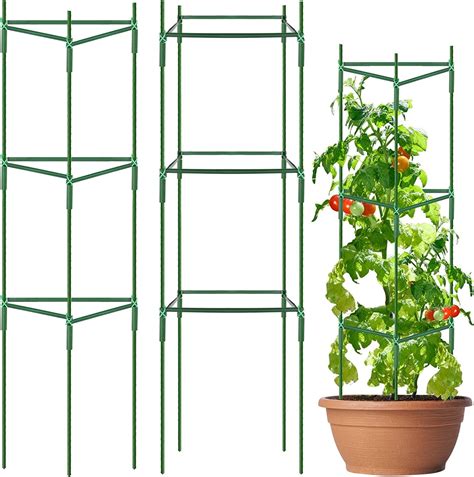 3 Pack Tomato Plant Support Cages Sturdy Metal Plant Stakes Sticks Tomatoes Growing Cage