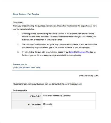 Simple Business Plan Template Excel Kaesg Blog