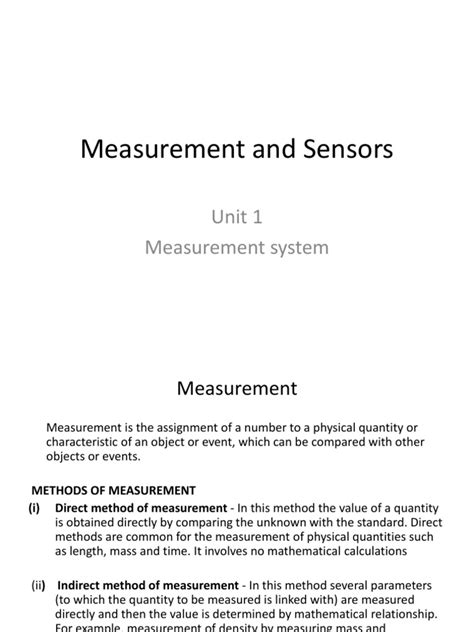 Measurement and Sensors - Lecture1 | PDF