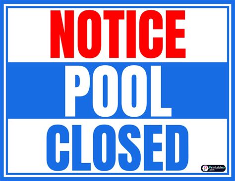 Printable Pool Closed Sign Printableo