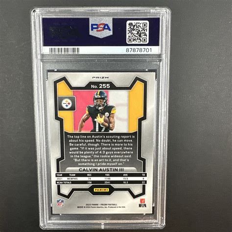 Prizm Calvin Austin Iii Black White Checker Ssp Steelers Psa