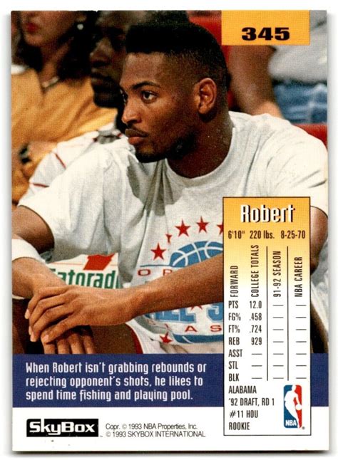 1993 94 SkyBox Rookie Card Robert Horry Rookie Houston Rockets 345 EBay