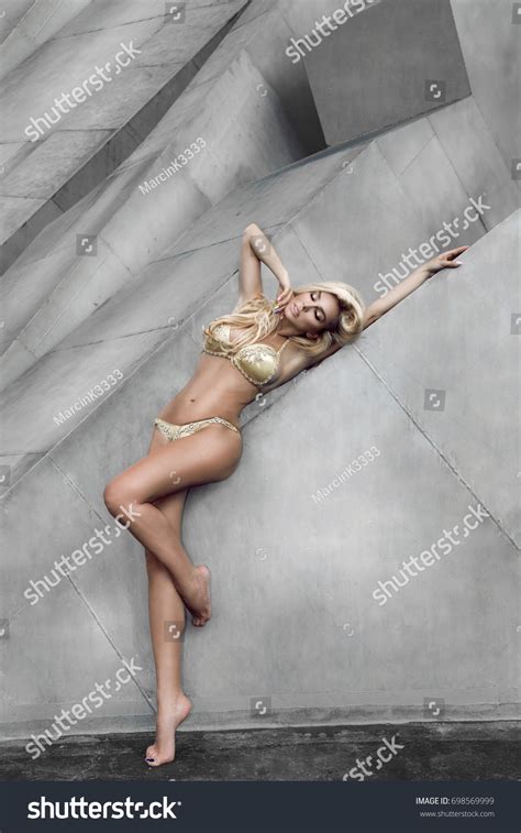 Sexy Model Elegant Gold Bikini On Stock Photo Shutterstock