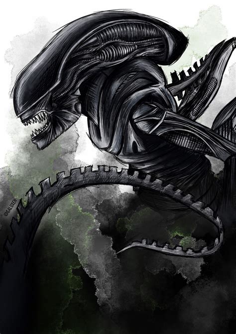 Xenomorph Hr Giger Inspired Print A4 A5 Etsy Canada