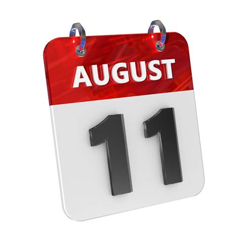 August 11 Date 3D Icon Isolated, Shiny and Glossy 3D Rendering, Month ...