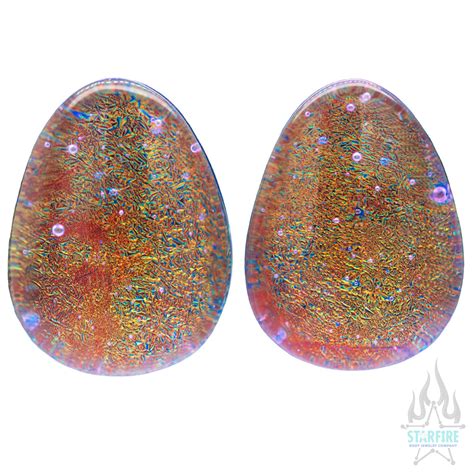 Gorilla Glass Deluxe Dichroic Glass Teardrop Plugs Starfire Body Jewelry Company