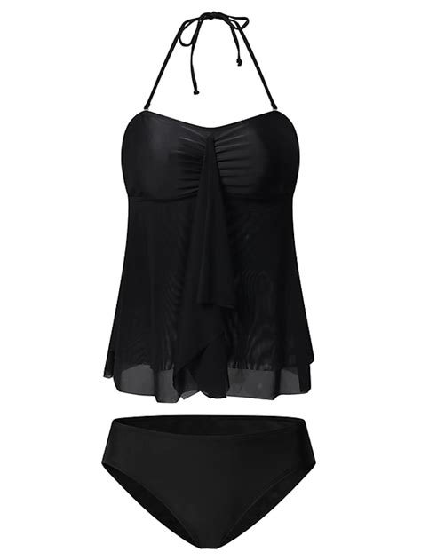 Damen Normal Badeanzug Tankini 2 Stück Bademode 2 Teilig Bescheidene