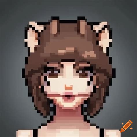 Pixel Art Of A Stylish Video Game Girl With Dark Brown Wavy Hair On Craiyon